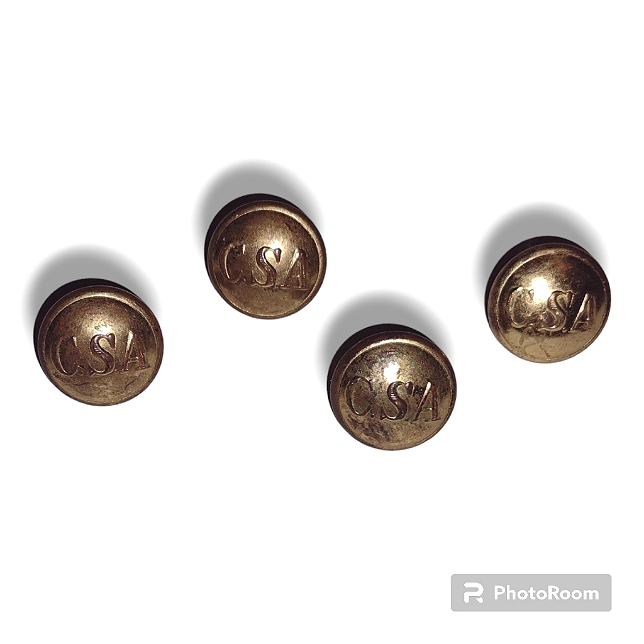 Authentic Set Of 4 Brass Civil War Confederate Military General Coat Buttons